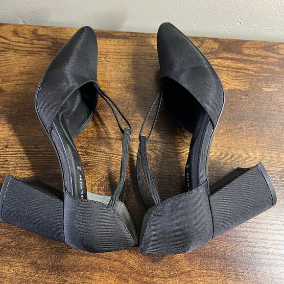 Anne Klein Barclay Pumps 7 M Black T-Strap Block Heel Almond Toe Comfort Chic - Picture 11 of 11